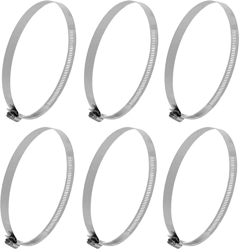 AUXBC 6PCS 5.5 Inch Adjustable 304 Stainless Steel Hose Clamps, Worm Gear Duct Clamp for Air Ducting, Automotive Plumbing and Mechanical Applications, Fits 5"-6" (130-152mm) Diameter Hoses - Image 1